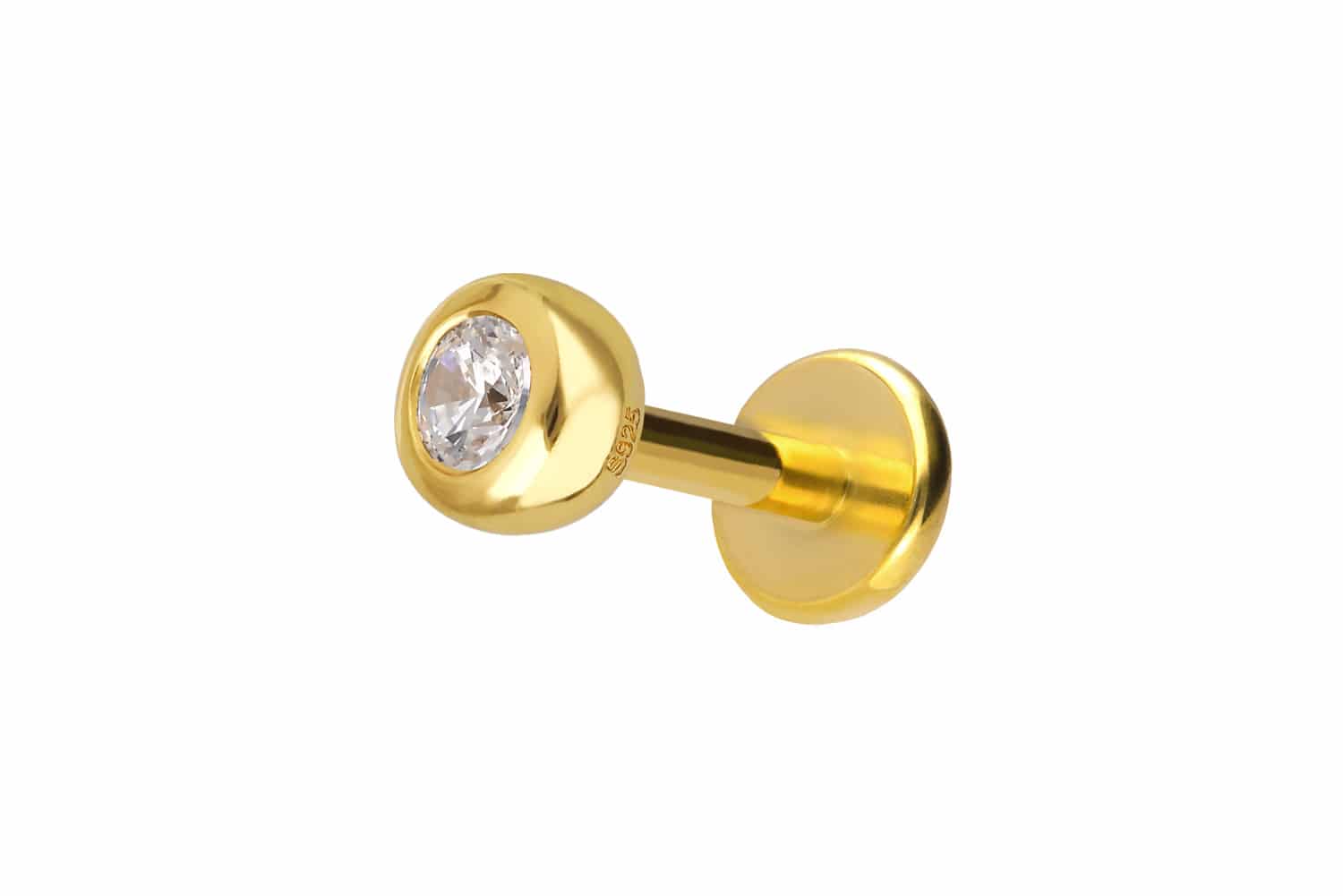 Titan Labret Piercing mit Innengewinde + 925er Silber Aufsatz KUGEL